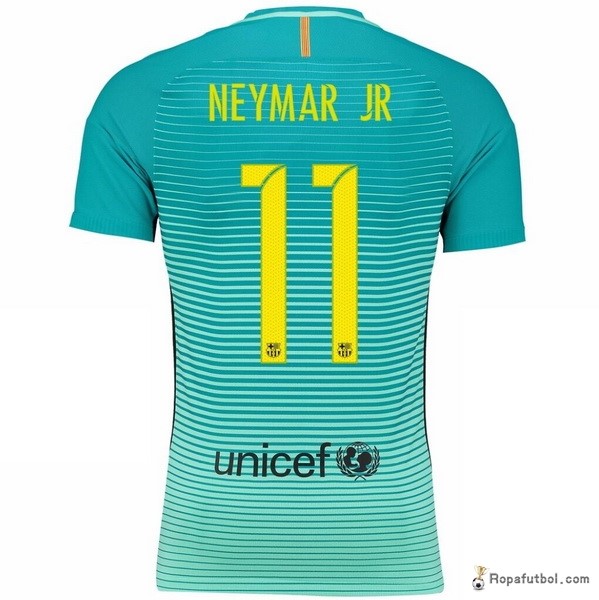 Camiseta Barcelona Replica Tercera Ropa Neymar.JR 2016/17 Claro Azul
